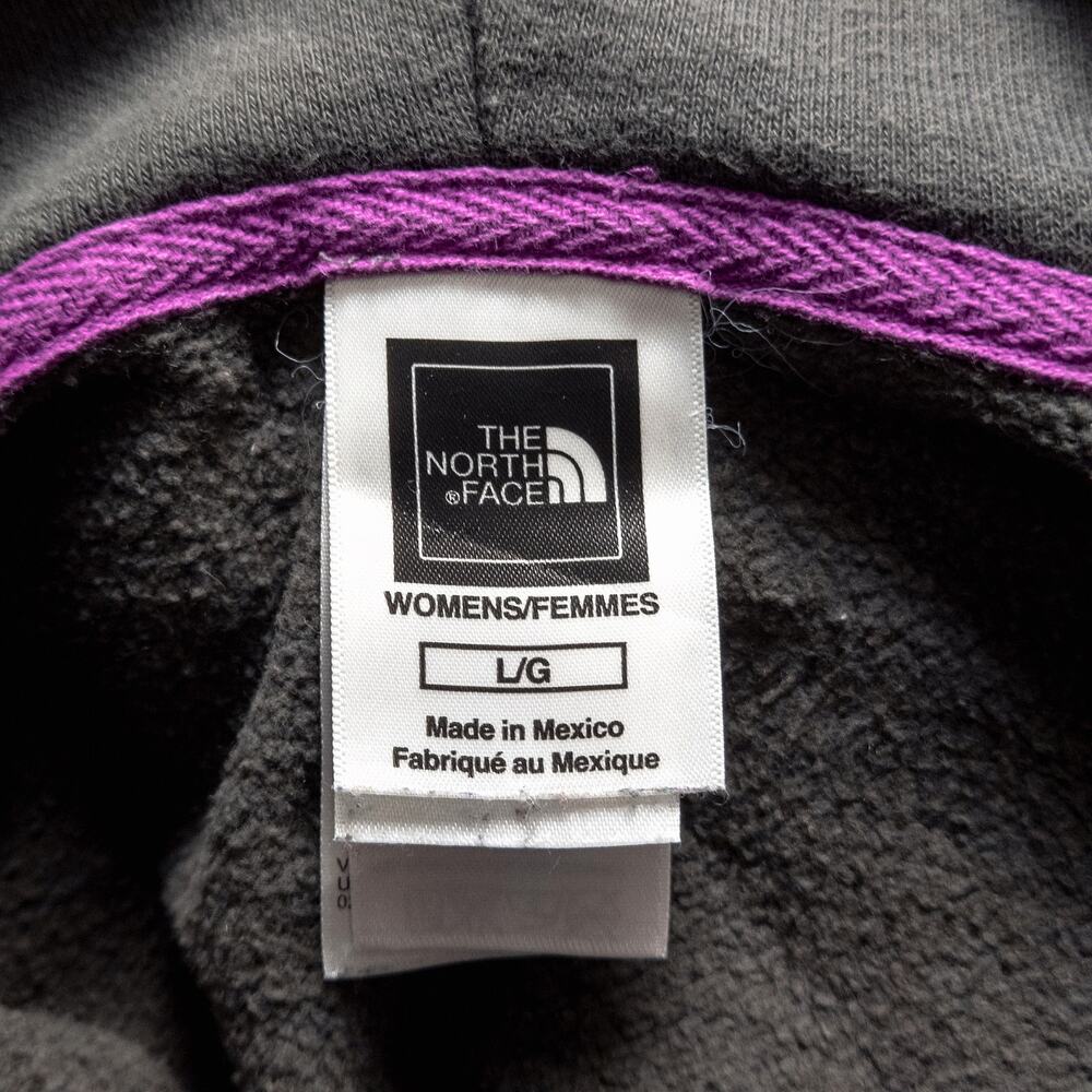 The North Face Gray Fleece Hoodie Rainbow Logo Size L Athleisure Outdoors - Picture 9 of 9